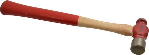 Proto - 1/2 Lb Head Ball Pein Hammer - Wood Handle with Red Laquer Grip, 12" OAL - Exact Tooling
