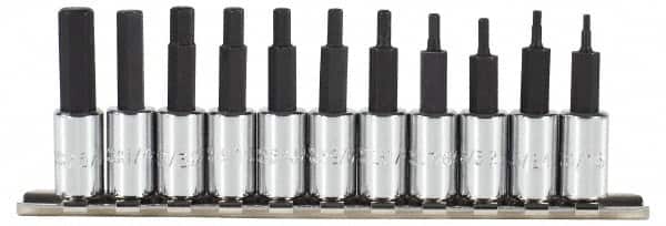 Proto - 11 Piece 1/4" Drive Inch Hex Bit Socket Set - 1/16 to 5/16" Hex - Exact Tooling
