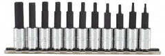 Proto - 11 Piece 1/4" Drive Inch Hex Bit Socket Set - 1/16 to 5/16" Hex - Exact Tooling