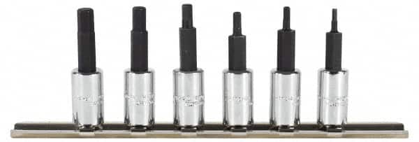 Proto - 6 Piece 1/4" Drive Metric Hex Bit Socket Set - 2 to 6mm Hex - Exact Tooling