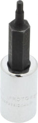Proto - 1/4" Drive, 2mm Hex Bit Socket - 1-7/8" OAL, 1" Bit Length - Exact Tooling