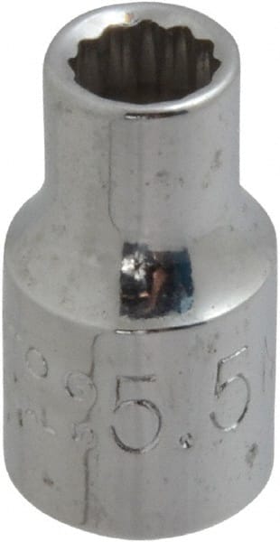 Proto - 1/4" Drive, Standard Hand Socket - 12 Points, 7/8" OAL, Chrome Finish - Exact Tooling
