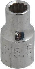 Proto - 1/4" Drive, Standard Hand Socket - 12 Points, 7/8" OAL, Chrome Finish - Exact Tooling