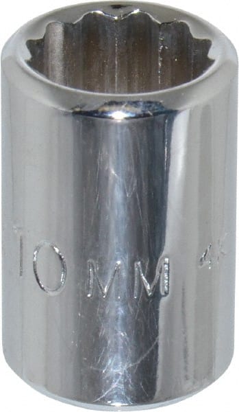 Proto - 1/4" Drive, Standard Hand Socket - 12 Points, 7/8" OAL, Chrome Finish - Exact Tooling