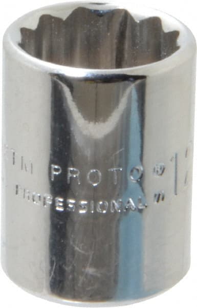 Proto - 1/4" Drive, Standard Hand Socket - 12 Points, 7/8" OAL, Chrome Finish - Exact Tooling