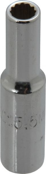 Proto - 1/4" Drive, Deep Hand Socket - 12 Points, 1-15/16" OAL, Chrome Finish - Exact Tooling