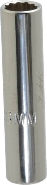 Proto - 1/4" Drive, Deep Hand Socket - 12 Points, 1-15/16" OAL, Chrome Vanadium, Chrome Finish - Exact Tooling