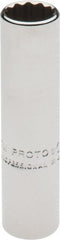 Proto - 1/4" Drive, Deep Hand Socket - 12 Points, 1-15/16" OAL, Chrome Finish - Exact Tooling