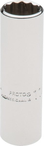 Proto - 1/4" Drive, Deep Hand Socket - 12 Points, 1-15/16" OAL, Chrome Finish - Exact Tooling