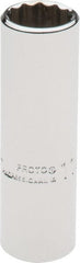 Proto - 1/4" Drive, Deep Hand Socket - 12 Points, 1-15/16" OAL, Chrome Finish - Exact Tooling