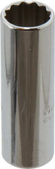 Proto - 1/4" Drive, Deep Hand Socket - 12 Points, 1-15/16" OAL, Chrome Vanadium, Chrome Finish - Exact Tooling