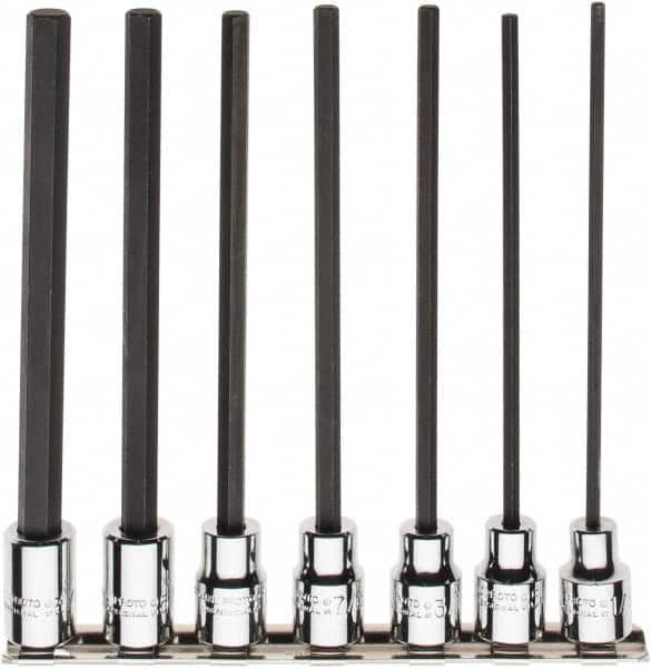 Proto - 7 Piece 3/8" Drive Inch Hex Bit Socket Set - 1/8 to 3/8" Hex - Exact Tooling