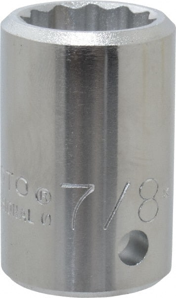 Proto - 7/8", 3/4" Drive, Standard Hand Socket - 12 Points, 2" OAL, Chrome Finish - Exact Tooling