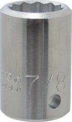 Proto - 7/8", 3/4" Drive, Standard Hand Socket - 12 Points, 2" OAL, Chrome Finish - Exact Tooling