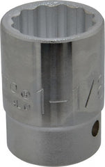 Proto - 1-1/8", 3/4" Drive, Standard Hand Socket - 12 Points, 2-7/32" OAL, Chrome Finish - Exact Tooling
