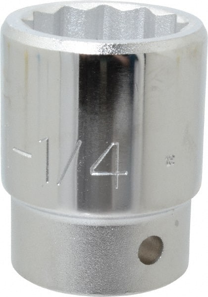Proto - 1-1/4", 3/4" Drive, Standard Hand Socket - 12 Points, 2-15/64" OAL, Chrome Finish - Exact Tooling