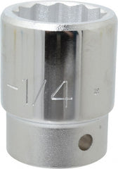 Proto - 1-1/4", 3/4" Drive, Standard Hand Socket - 12 Points, 2-15/64" OAL, Chrome Finish - Exact Tooling