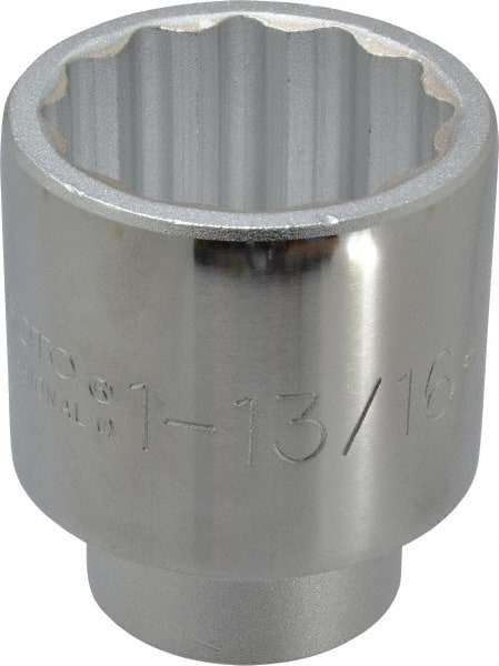 Proto - 1-13/16", 3/4" Drive, Standard Hand Socket - 12 Points, 2-29/32" OAL, Chrome Finish - Exact Tooling