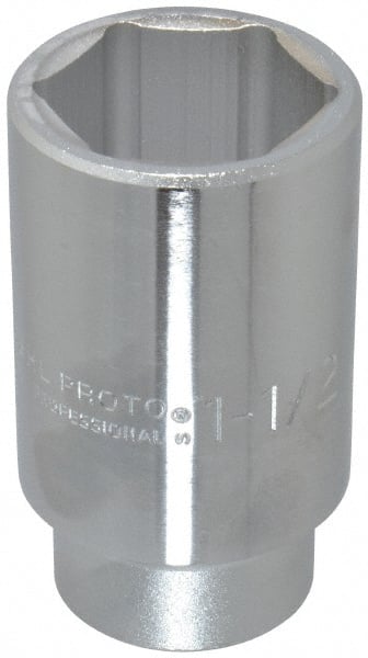 Proto - 1-1/2", 3/4" Drive, Deep Hand Socket - 6 Points, 3-1/2" OAL - Exact Tooling