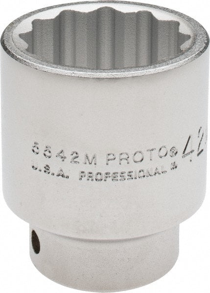 Proto - 3/4" Drive, Standard Hand Socket - 12 Points, 2-11/16" OAL, Chrome Finish - Exact Tooling