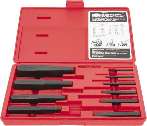 Proto - 10 Piece Screw Extractor Set - Screw Range 3/16 to 2" - Exact Tooling