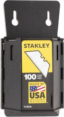 Stanley - 100 Piece Carbon Steel Utility Knife Blade - 2-7/16" OAL, 0.024" Blade Thickness - Exact Tooling