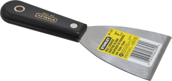Stanley - Stiff Steel 1-Edge Scraper - 3" Blade Width x 3-5/8" Blade Length, 3-7/8" Long Nylon Handle - Exact Tooling