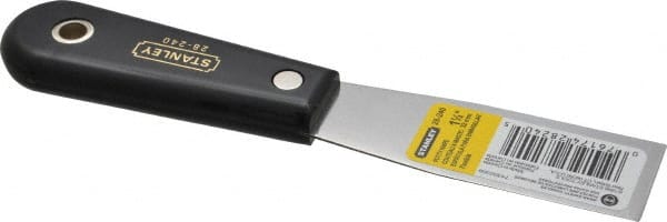 Stanley - 1-1/4" Wide Steel Putty Knife - Flexible, Nylon Handle, 7-1/2" OAL - Exact Tooling