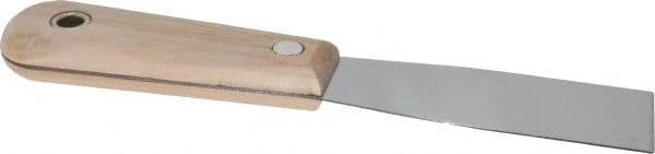 Stanley - 1-1/4" Wide Steel Putty Knife - Stiff, Hardwood Handle, 7-1/2" OAL - Exact Tooling