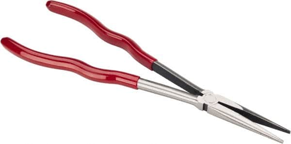 Proto - 11-9/16" OAL, 2-13/16" Jaw Length x 23/32" Jaw Width, Long Nose Chain Nose Pliers - Smooth Jaw, Needle Nose Head, Plastisol Handles - Exact Tooling