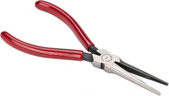 Proto - 6-1/16" OAL, 2-1/8" Jaw Length x 11/16" Jaw Width, Long Nose Needle Nose Pliers - Serrated Jaw, Long Thin Head, Plastisol Handles - Exact Tooling