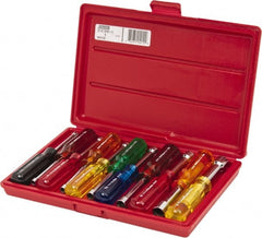 Proto - 11 Piece 3/16 to 5/8" Nutdriver Set - Solid Shaft, Color Coded Handle - Exact Tooling