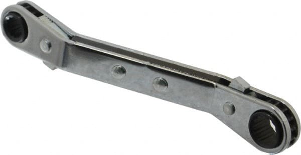 Proto - 1/4" x 5/16" 12 Point Reversible Ratcheting Offset Box Wrench - Double End, 4-1/8" OAL, Steel, 25° Offset - Exact Tooling