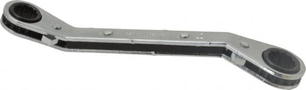 Proto - 3/8" x 7/16" 12 Point Reversible Ratcheting Offset Box Wrench - Double End, 5-1/4" OAL, Steel, 25° Offset - Exact Tooling