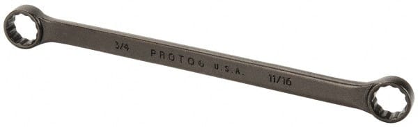 Proto - 11/16" x 3/4" 12 Point Offset Box Wrench - Double End, 11-1/4" OAL, Steel, Black Finish, 15° Offset - Exact Tooling