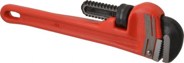 Proto - 10" Steel Straight Pipe Wrench - 1-1/2" Pipe Capacity - Exact Tooling