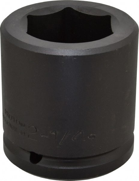 Proto - 1-1/2" Drive 2-1/4" Standard Impact Socket - 6 Points, 3-3/4" OAL - Exact Tooling