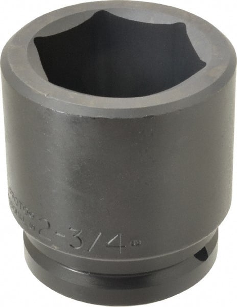 Proto - 1-1/2" Drive 2-3/4" Standard Impact Socket - 6 Points, 4-1/4" OAL - Exact Tooling