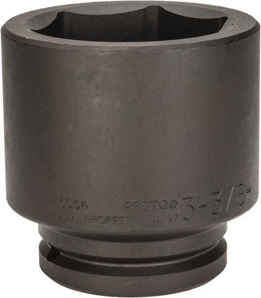 Proto - 1-1/2" Drive 3-3/8" Standard Impact Socket - 6 Points, 4-23/32" OAL - Exact Tooling