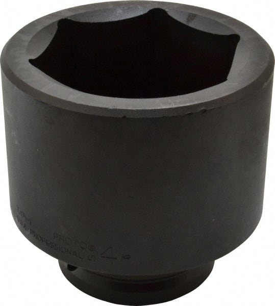 Proto - 1-1/2" Drive 4" Standard Impact Socket - 6 Points, 5-1/2" OAL - Exact Tooling