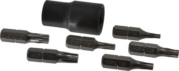 Proto - 7 Piece, 3/8" Drive Screwdriver Bit Set - T10 to T30 Torx - Exact Tooling