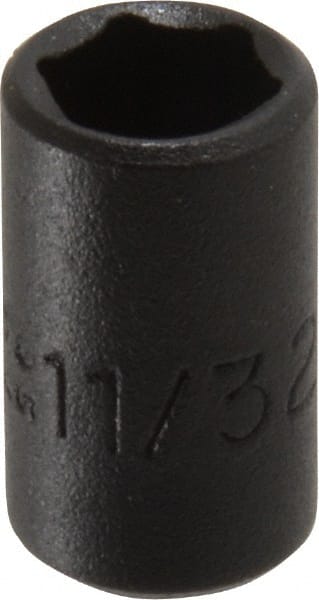 Proto - 1/4" Drive 11/32" Standard Impact Socket - 6 Points, 7/8" OAL - Exact Tooling