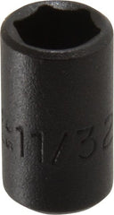 Proto - 1/4" Drive 11/32" Standard Impact Socket - 6 Points, 7/8" OAL - Exact Tooling