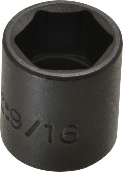 Proto - 1/4" Drive 9/16" Standard Impact Socket - 6 Points, 7/8" OAL - Exact Tooling