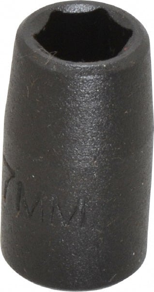 Proto - 1/4" Drive 7mm Standard Impact Socket - 6 Points, 7/8" OAL - Exact Tooling
