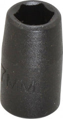 Proto - 1/4" Drive 7mm Standard Impact Socket - 6 Points, 7/8" OAL - Exact Tooling
