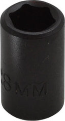 Proto - 1/4" Drive 8mm Standard Impact Socket - 6 Points, 7/8" OAL - Exact Tooling