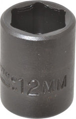 Proto - 1/4" Drive 12mm Standard Impact Socket - 6 Points, 7/8" OAL - Exact Tooling
