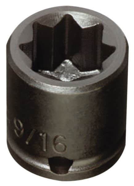Proto - 3/8" Drive 9/16" Standard Impact Socket - 8 Points, 1" OAL - Exact Tooling
