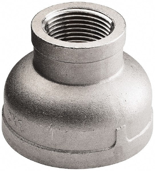 Merit Brass - 4 x 2" Grade 304 Stainless Steel Pipe Reducer Coupling - FNPT x FNPT End Connections, 150 psi - Exact Tooling